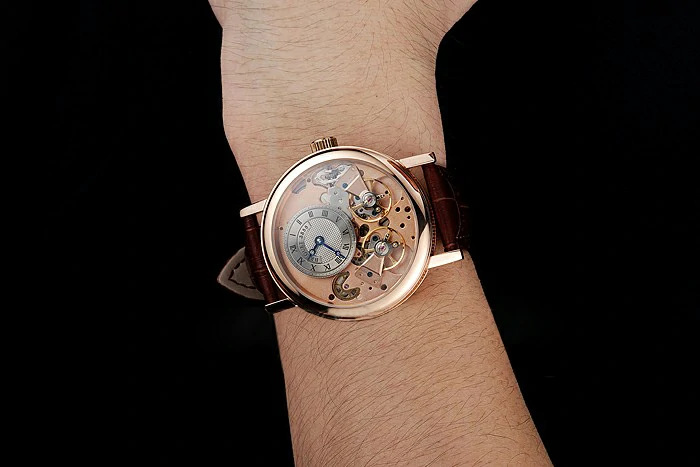 Breguet Tradition Grey Dial Gold Case Brown Leather Bracelet new124878