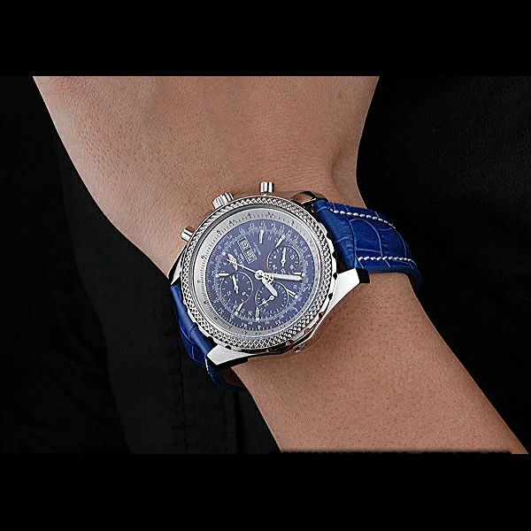 Breitling Bentley GT Racing Blue Dial Stainless Steel Case Blue Leather Bracelet new60127