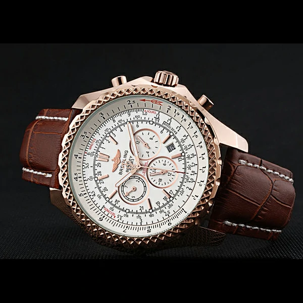 Breitling Bentley Motors Speed Gold Case White Dial Brown Leather Bracelet new60129