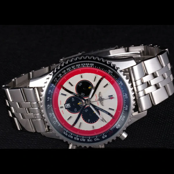 Breitling Certifie Polished Silver Stainless Steel Strap Beige Dial Chronograph new59081