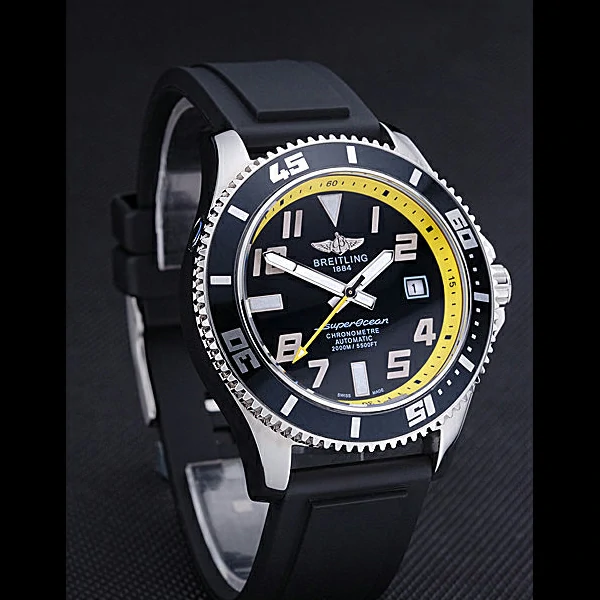 Breitling Superocean Black Yellow Dial Watch new60226