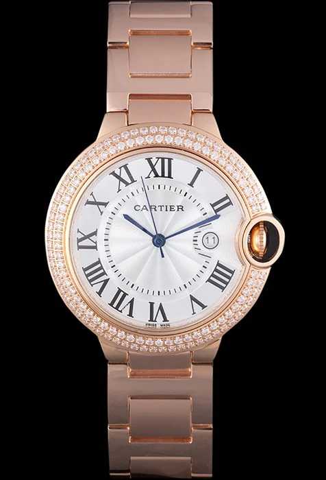 Cartier Ballon Bleu 42mm White Dial Diamonds Pink Gold Case And Bracelet new4881