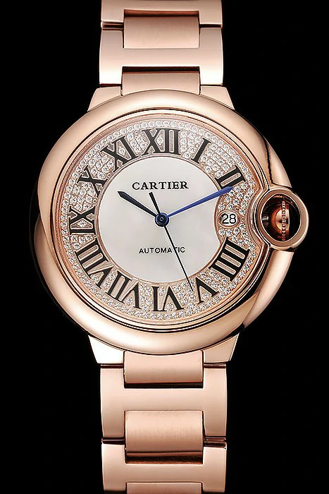 Cartier Ballon Bleu 46 MM Diamond Dial Rose Gold Bracelet new124501