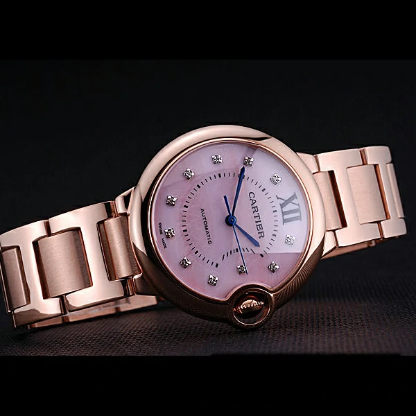 Cartier Ballon Bleu de Cartier Pink Diamond Dial Gold Bracelet new60445