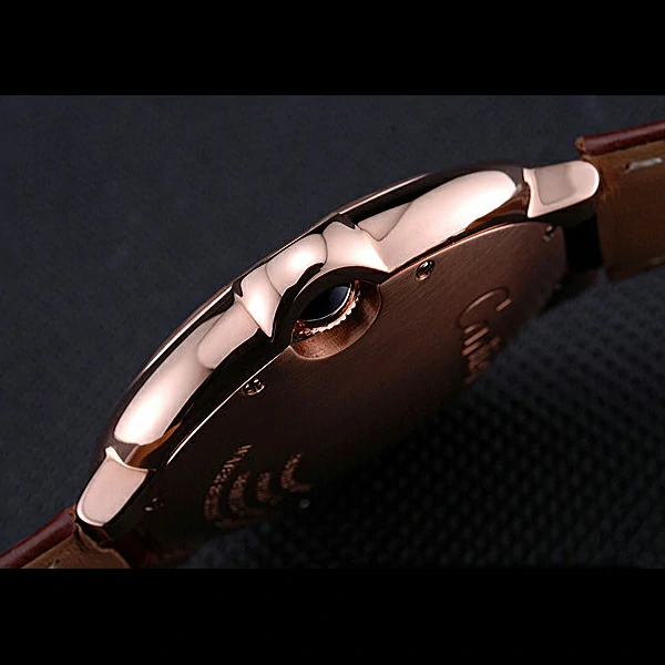 Cartier Ballon Bleu de Cartier White Dial Gold Case Brown Leather Bracelet new60441