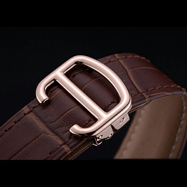 Cartier Ballon Bleu de Cartier White Dial Gold Case Brown Leather Bracelet new60441