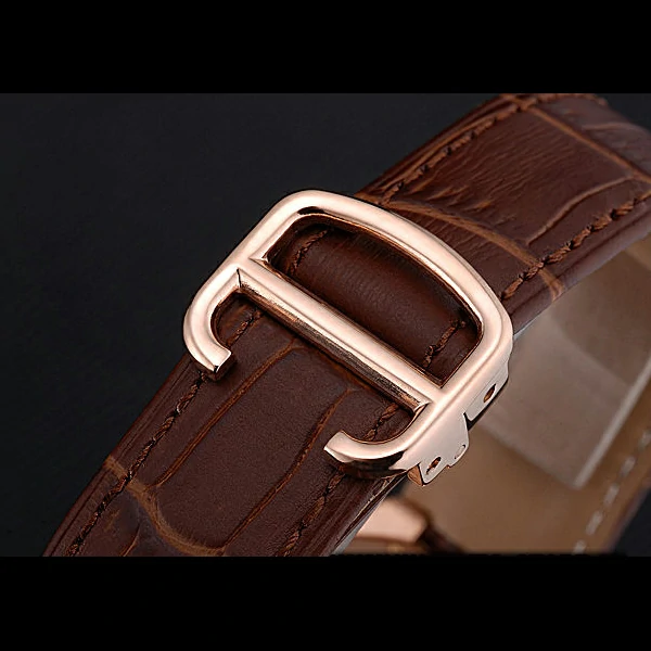 Cartier Ballon Bleu Diamond Case Black Dial Brown Leather Bracelet new60605