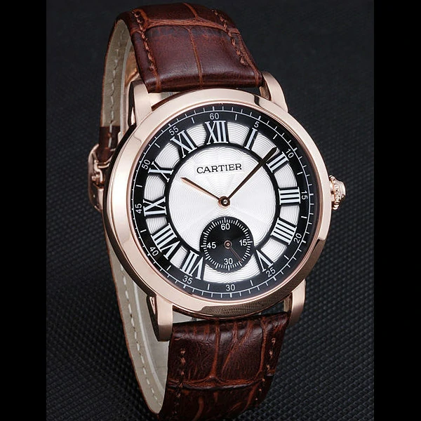 Cartier Ronde Louis White Dial Brown Leather Strap new59890