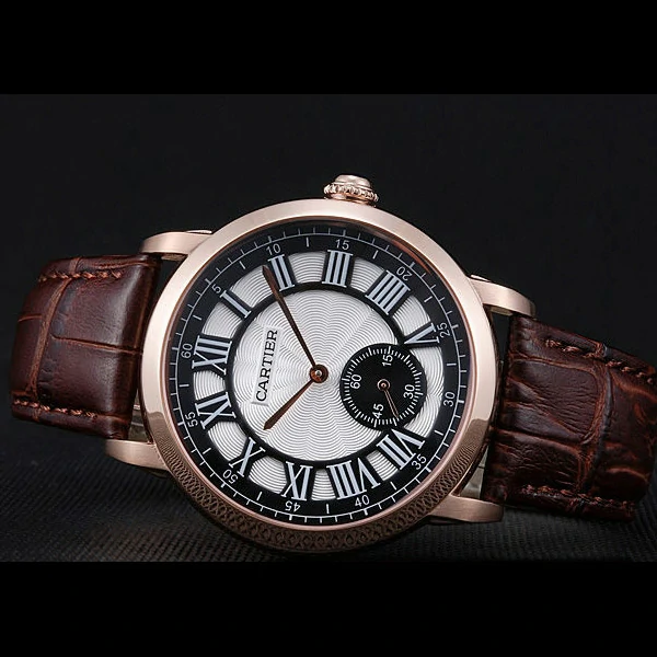 Cartier Ronde Louis White Dial Brown Leather Strap new59890