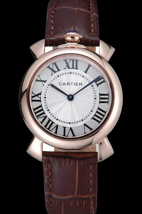 Cartier Rotonde Blue Crown Brown Leather Bracelet new118389