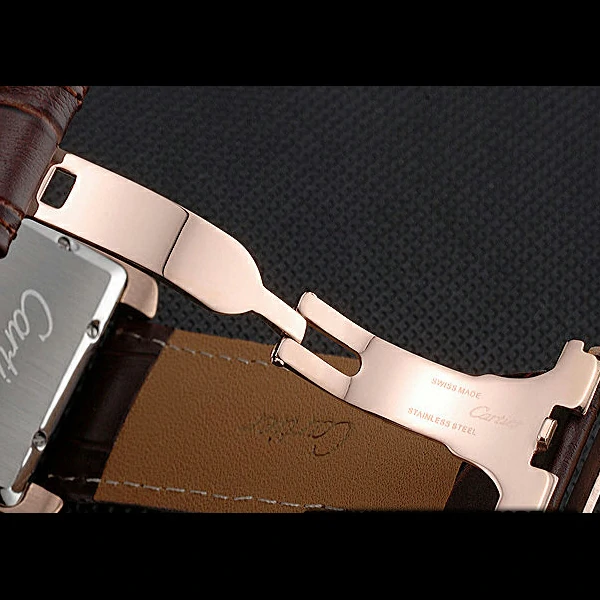 Cartier Tank MC Brown Dial Gold Case Brown Leather Strap new60472