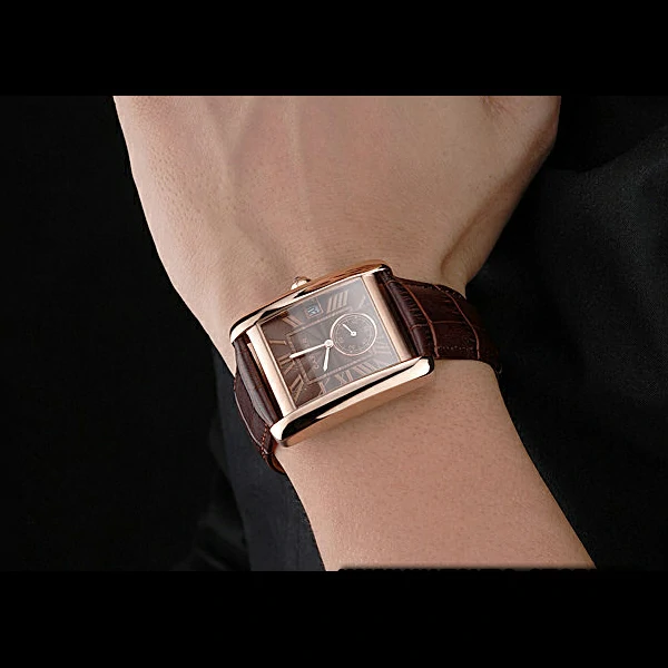 Cartier Tank MC Brown Dial Gold Case Brown Leather Strap new60472