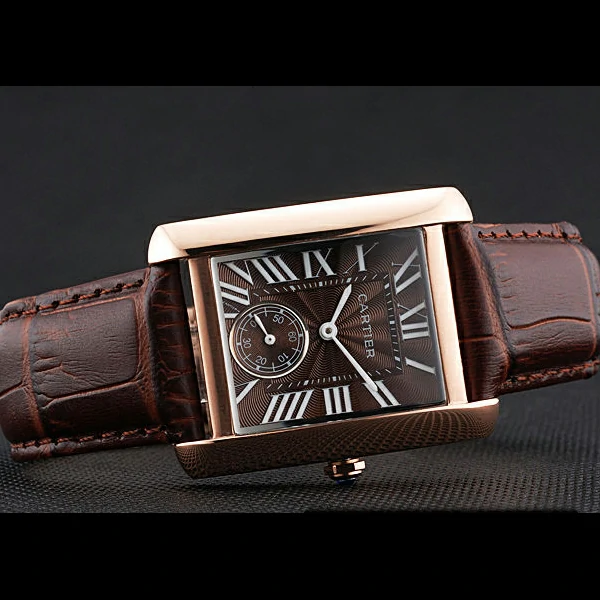 Cartier Tank MC Gold Case Brown Dial Brown Leather Strap new60073