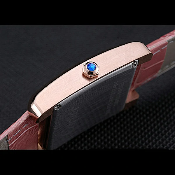Cartier Tank MC Gold Case White Dial Pink Leather Strap new60074