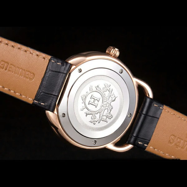 Hermes Classic Croco Leather Strap Black Dial new59411
