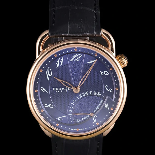 Hermes Classic Croco Leather Strap Navy Dial new59410