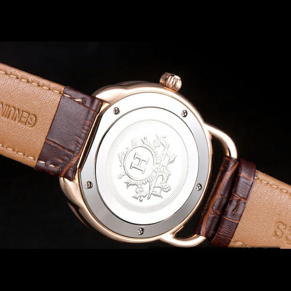Hermes Classic Croco Leather Strap Rose Gold Dial new59405
