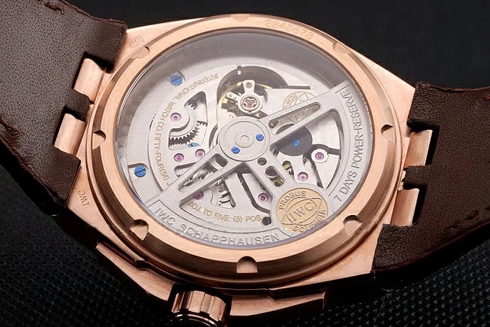 IWC Big Ingenieur 7 Day Power Reserve Black Dial Rose Gold Case Brown Leather Bracelet new124537