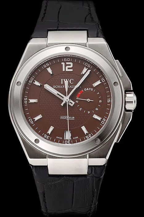 IWC Big Ingenieur 7 Day Power Reserve Brown Dial Silver Case Black Leather Bracelet new124542