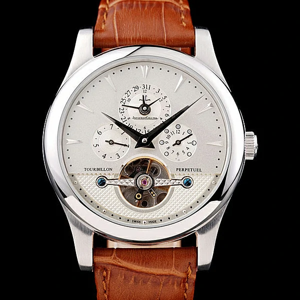 Jaeger Le Coultre Master Control Tourbillon White Dial Brown Leather Strap new58369