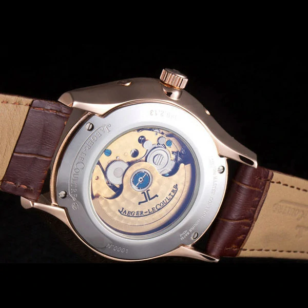 Jaeger Lecoultre Master Gold Bezel Brown Leather Band new59702