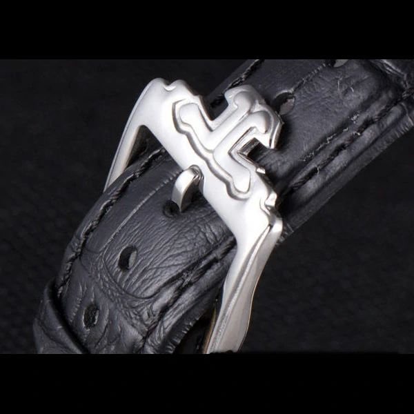 Jaeger Lecoultre Master Silver Bezel Black Leather Band new59706
