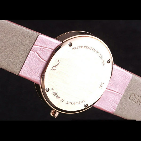 La D de Dior Pink Leather Strap with White Dial new59611