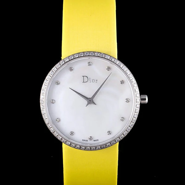 La D de Dior Yellow Rubber Strap with White Dial new59603