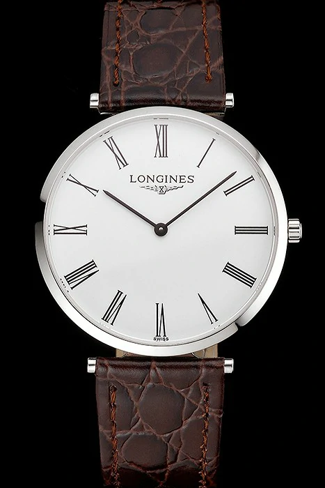 Longines Grande Classique White Dial Roman Numerals Stainless Steel Case Brown Leather Strap new122749