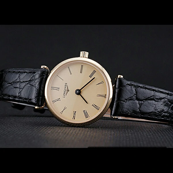 Longines La Grande Classique Champagne Dial Black Leather Band Femme new60025