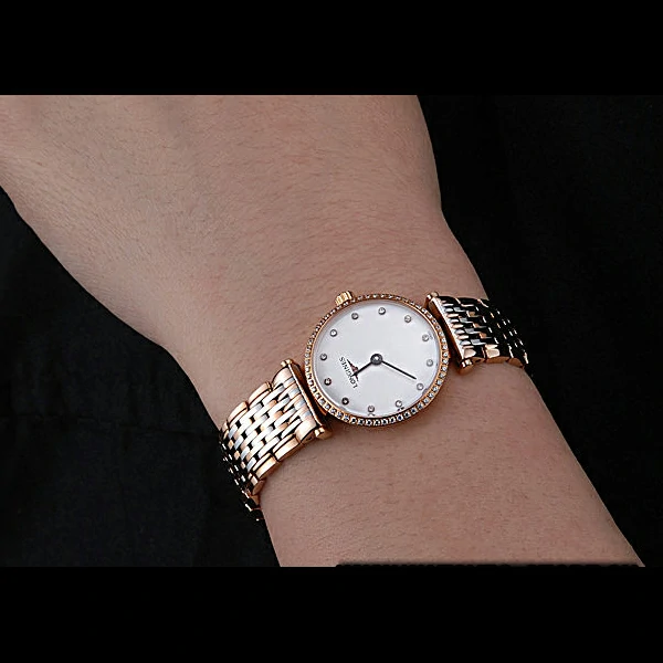 Longines La Grande Classique Rose Gold White Dial Diamond Bezel Femme new60007