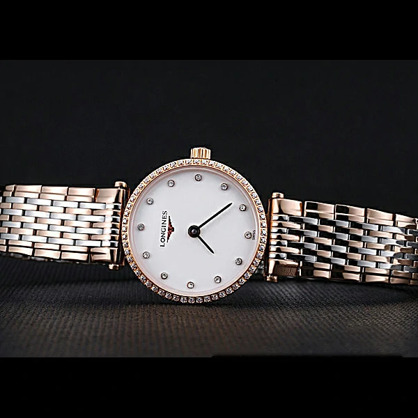 Longines La Grande Classique Rose Gold White Dial Diamond Bezel Femme new60007