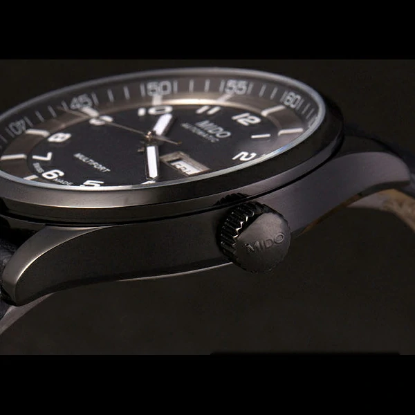 Mido Multifort Black Croco Leather Strap Black Silver Dial new59270