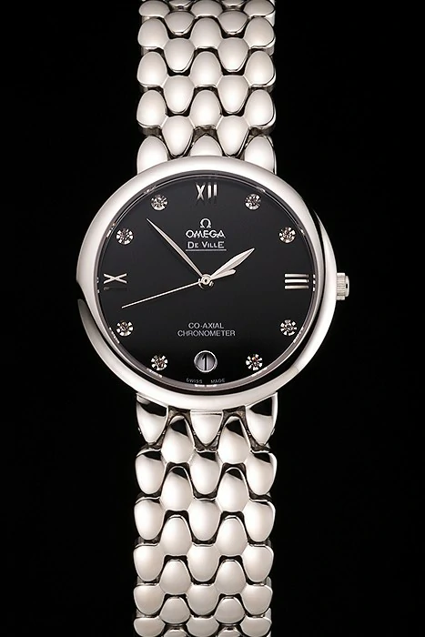 Omega De Ville Prestige Black Dial With Diamonds Stainless Steel Case And Bracelet new123346