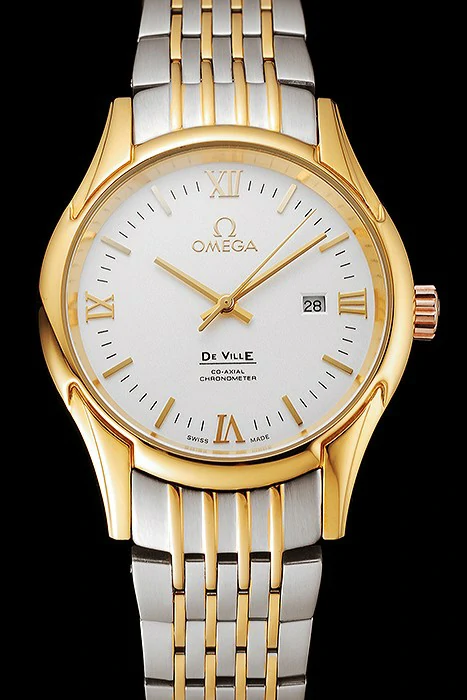 Omega De Ville White Dial Gold Case Two Tone Bracelet new123890