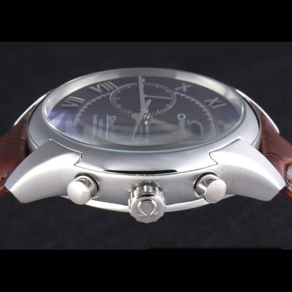 Omega DeVille Silver Bezel with Blue Dial and Brown Leather Strap new59657