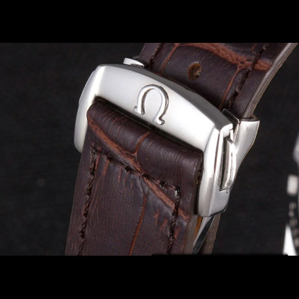 Omega Seamaster Silver Bezel with White Dial and Brown Leather Band new59663