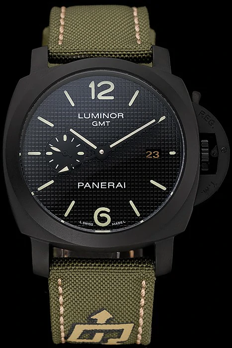 Panerai Luminor 1950 3 Days GMT Black Case Black Dial Green Bracelet new124469