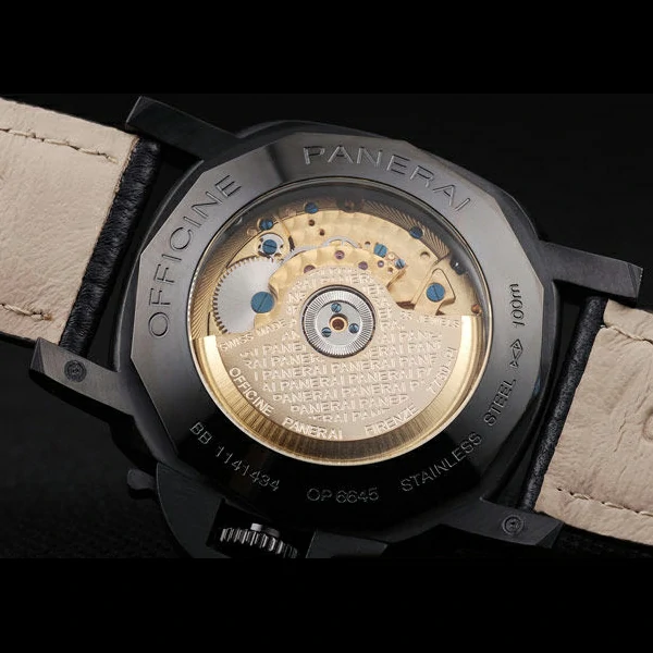 Panerai Luminor Black Ionized Stainless Steel Case Black Dial Black Leather Strap new58210