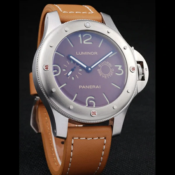 Panerai Luminor Brushed Stainless Steel Case Brown Dial Brown Leather Strap new58215