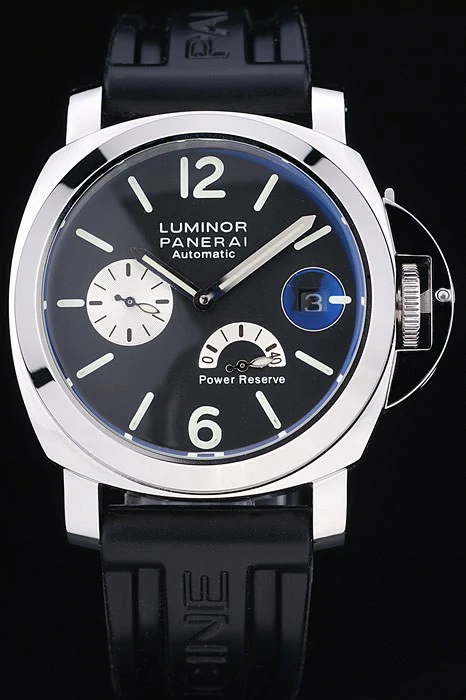 Panerai Luminor Power Reserve Black Dial Black Rubber Bracelet new10531