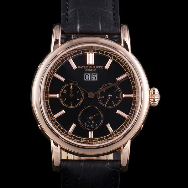 Patek Philippe Grand Complications Rose Gold Bezel Black Croco Strap new59306