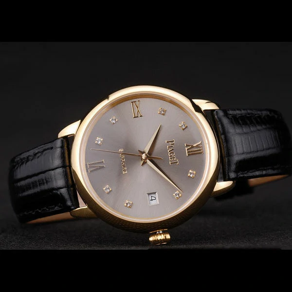 Piaget Traditional Grey Dial Black Leather Strap new58987