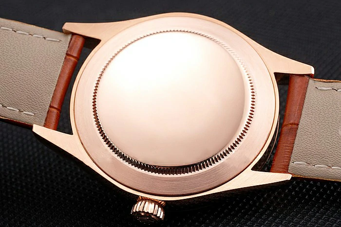 Rolex Cellini White Dial Rose Gold Case Light Brown Leather Strap new121586
