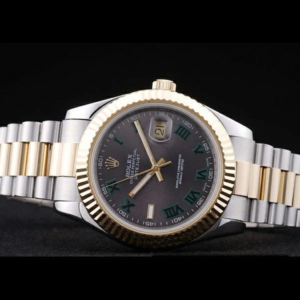 Rolex Datejust Brown Dial Gold Ribbed Bezel new58660