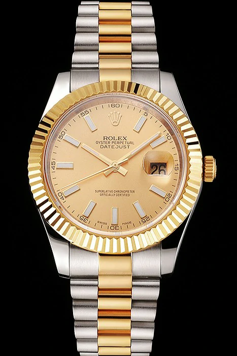 Rolex Datejust Gold Dial Gold Bezel Stainless Steel Case Two Tone Bracelet new122506