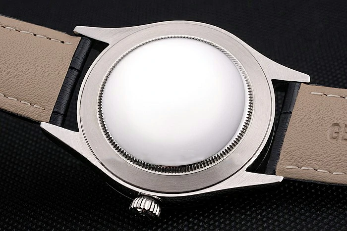 Rolex Datejust White Dial Stainless Steel Case Black Leather Strap new121598