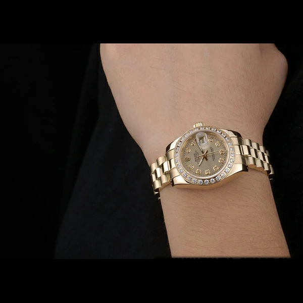 Rolex Datejust Yellow Gold Plated Stainless Steel Diamond Plated new58014