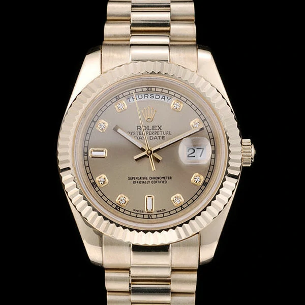Rolex DayDate Gold Stainless Steel Ribbed Bezel Gold Dial new58943