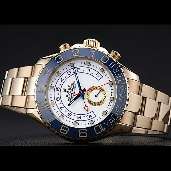 Rolex Yachtmaster II White Dial Blue Bezel Gold Bracelet new60167